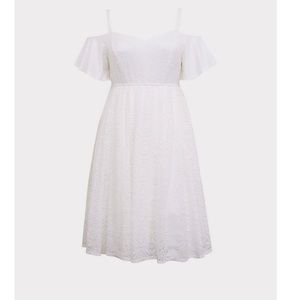 Torrid Ivory Lace Cold Shoulder Skater Dress